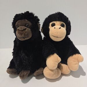Lot Of 2 Wild Republic Black Monkey Ape Chipanzee Stuffed Animal Plush 8in